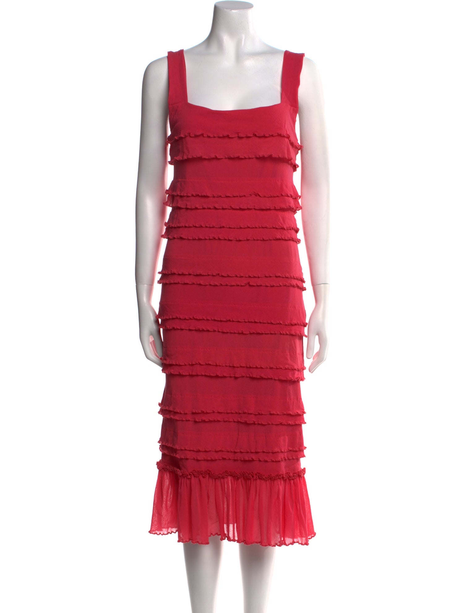 Fuzzi Square Neckline Midi Length Dress